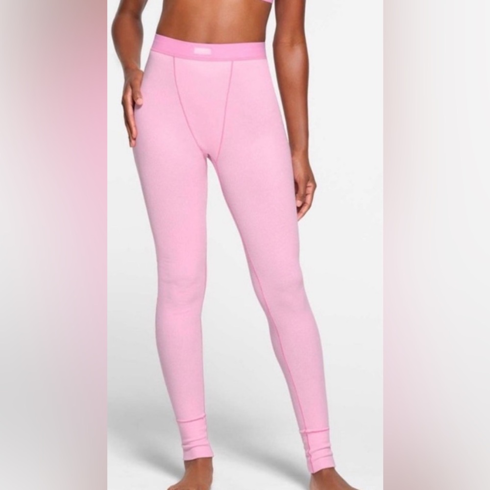 SKIMS Pink Women's cotton ribbed leggings